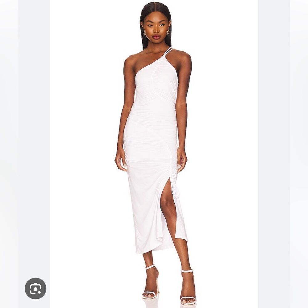 NWT Jonathan SIMKHAI Jessica Ruched Maxi Dress White Medium